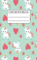 Composition Notebook: Awesome Cool Composition Journal Wide Ruled 8.5 x 11 in, 100 pages book for boys, kids, school, students and teachers (Cute Unicorn Composition Book