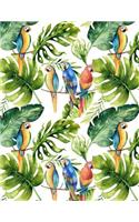 My Big Fat Journal Notebook For Bird Lovers Tropical Parrots Pattern 3