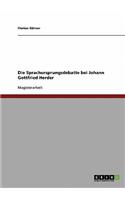 Die Sprachursprungsdebatte bei Johann Gottfried Herder