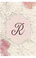 R: Flower Petal Journal, Monogram Initial Letter R Lined Diary Notebook