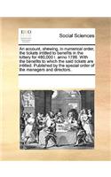 An account, shewing, in numerical order, the tickets intitled to benefits in the lottery for 480,000 l. anno 1788. With the benefits to which the said tickets are intitled. Published by the special order of the managers and directors.