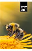 Bee Insects Beekeeping Beekeeper Week Planner Weekly Organizer Calendar 2020 / 2021 - On Yellow Flower