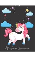 mi lindo unicornio: cuaderno de unicornio acuarela (libro de composición) con reglas anchas para niñas, niños, primaria, maestro, maestro, útiles escolares, diario, 8.5