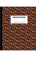 Composition Notebook: Wide Ruled Halloween Pumpkin Notebook For Kids