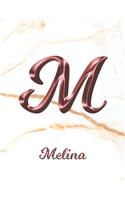 Melina: 1 Year Weekly Planner with Note Pages (12 Months) - White Marble Rose Gold Pink Effect Letter M - 2020 - 2021 - Week Planning - Monthly Appointment 