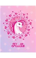 Halle: Halle Magical Unicorn Horse Large Blank Pre-K Primary Draw & Write Storybook Paper - Personalized Letter H Initial Custom First Name Cover - Story B