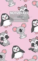 Notizbuch A5 Muster Zeichnung Baby Koala Pinguin: - 111 Seiten - EXTRA Kalender 2020 - Einzigartig - Kariert - Karo - Raster - Geschenk - Geschenkidee