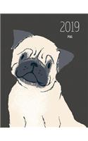 2019 Pug: Dated Weekly Planner with to Do Notes & Dog Quotes - Pug Fawn(83 Awesome Calendar Planners for Dog Owners Dark)