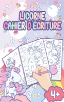 Licorne cahier d'écriture