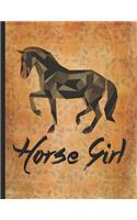 Horse Riding Lover: Horse Girl Modern Art Design Lightly Lined Pages Daily Journal Diary Notepad 8.5x11 Little cowgirl will love this gift. Horseback riding girl boy wo