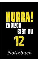 Hurra Endlich Bist Du 12 Notizbuch: - Notizbuch mit 110 linierten Seiten - Format 6x9 DIN A5 - Soft cover matt -