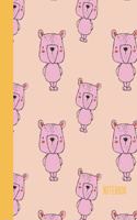 Notebook: Wide Ruled Primary Composition Book with Cute Pink Bear Cover Design