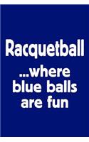 Notebook for Racquetball Fans and Players, College Ruled Journal Blue Balls Are Fun