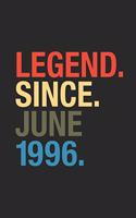 Legend Since June 1996: Graph Ruled Notebook / Journal (6 X 9 - 5 X 5 Graph Ruled) - June Birthday Gift and June Anniversary Gift