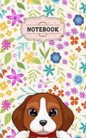 Notebook: Cute Cartoon Beagle Dog Face With Floral Blank Lined Journal To Write In For Notes, Ideas, Diary, To-Do Lists, Notepad - Beagle Gifts For Beagle Own