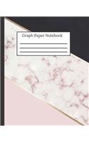 Graph Paper Notebook: 5x5 Grid Paper, Quad Ruled Graphing Composition Book for School College Students: 7.5" x 9.25" 100 Pages, Pretty Navy Pink & Rose Marble