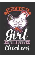 2020 Week To View Dated Planner Diary: 6x9 Inches Paperback Just A Girl Who Loves Chickens