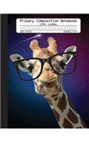 Primary Composition Notebook Story Journal: Cool Giraffe, Galaxy and Space Notebook with Picture Space and Handwriting Practice Paper for Kids in Kindergarten, First and Second Grade, 100 Blan