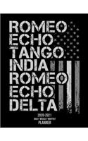 Retired: 2020 -2021 Daily/ Weekly/ Monthly Planner: Thin Gray Line: 2-Year Personal Planner with Grid Calendar Funny Phonetic Alphabet for Retired Department