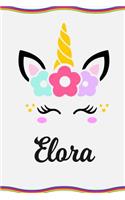 Elora: Personal Notebook Personal Diary Unicorn Notebook Writing Journal Personalized Notebook Custom Notebook Unicorn Gift Unicorn Birthday Book Custom Na