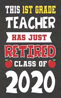 This 1st Grade Teacher Has Just Retired Class Of 2020: Perfect as a retirement or leaving gift,109 Pages Blank lined notebook, Journal, Retirement Gifts for Teachers, Journal, Funny Retired Teacher Writi