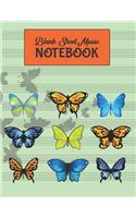 Blank Sheet Music Notebook: 9 Butterflies Musical Journal Staff Paper Musicians Manuscript Songwriting 8.5x11" with 108 Pages Each with 9 Staves