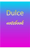 Dulce: Blank Notebook - Wide Ruled Lined Paper Notepad - Writing Pad Practice Journal - Custom Personalized First Name Initial D Blue Purple Gold - Taking 