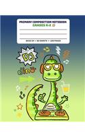 Primary Composition Notebook Story Paper Journal Grades K-2: Dashed Midline And Picture Space School Exercise Book - DJ Dino (Dinosaur Era Series)