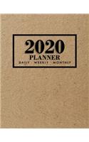 2020 Weekly Planner: 2020 Monthly Planner for January 2020 - December 2020 + Monthly Calendar w/ Notes, To Do List Section, Includes Important Dates, Birthday, Goals + N