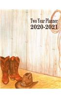 Two Year Planner 2020-2021: Cowboy Monthly Planner 8.5 x 11
