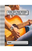 Blank Sheet Music Notebook: Woman Playing Guitar Cover - A Versatile Staff Paper Notebook (10 Stave/100 Pages/8.5x11)