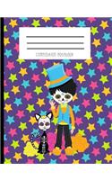 Composition Notebook: Day of the Dead Sugar Skull Boy and Cat Notebook