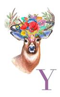 Y: Pretty Floral Deer Monogram Journal Personalized Notebook Letter