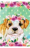 Bullet Journal Notebook for Dog Lovers Bulldog Puppy in Flowers 2: 162 Numbered Pages with 150 Dot Grid Pages, 6 Index Pages and 2 Key Pages for Journaling, Writing, Planning and Doodling, for Women, Men, Kids, 160 