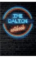 The DALTON Notebook: Vintage Blank Ruled Personalized & Custom Neon Sign Name Dotted Notebook Journal for Boys & Men. Wall Background. Funny Desk Accessories. Retro Back