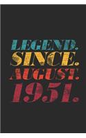 Legend Since August 1951: Graph Ruled Notebook - Journal 68th Birthday for Woman and Men