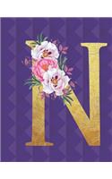 N: Monogram Planner Initial N Floral Letter - 2020 Weekly Planner (Purple)