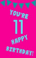 You're 11 Happy Birthday!: Blue Pink Balloons - Eleven 11 Yr Old Girl Journal Ideas Notebook - Gift Idea for 11th Happy Birthday Present Note Book Preteen Tween Basket Christm