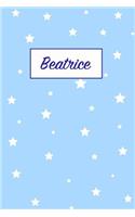 Beatrice: First Name Personalized Notebook. College Ruled Journal. Pastel Pink Writing Diary with Stars Pattern for Girls and Women