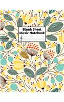 Blank Sheet Music Notebook: Easy Blank Staff Manuscript Book Large 8.5 X 11 Inches Musician Paper Wide 12 Staves Per Page for Piano, Flute, Violin, Guitar, Trumpet, Drums, Cell