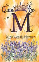 2020 Weekly Planner - Monogram Queen Bee Initial 