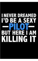 I never dreamed I'd a sexy Pilot but here I am killing it Career Journal 6 x 9 120 pages notebook: Funny Careers Graduation Notebook