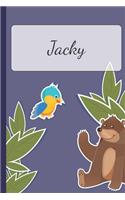 Jacky: Personalized Notebooks - Sketchbook for Kids with Name Tag - Drawing for Beginners with 110 Dot Grid Pages - 6x9 / A5 size Name Notebook - Perfect a