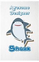 Awesome Designer Shark A5 Lined Notebook 110 Pages