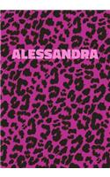 Alessandra: Personalized Pink Leopard Print Notebook (Animal Skin Pattern). College Ruled (Lined) Journal for Notes, Diary, Journaling. Wild Cat Theme Design wi