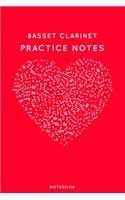 Basset clarinet Practice Notes: Red Heart Shaped Musical Notes Dancing Notebook for Serious Dance Lovers - 6"x9" 100 Pages Journal