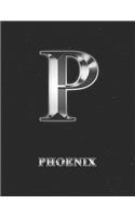 Phoenix: 2 Year Weekly Planner with Note Pages (24 Months) - Silver Effect Personalized Custom Letter P Initial First Name - 2020 - 2021 - Week Planning - Mo