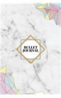 Bullet Journal: Marble + Gold Bullet Journal - 120-Page 1/4 Inch Dot Grid Notebook - 6 X 9 Marble & Gold Perfect Bound Softcover