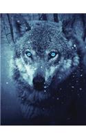 Winter Midnight Wolf Composition Notebook, Wide Ruled