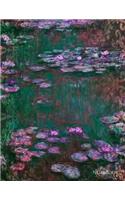 Notebook: Large Lined Notebook Monet's Water Lilies Purple Adaptation Modern